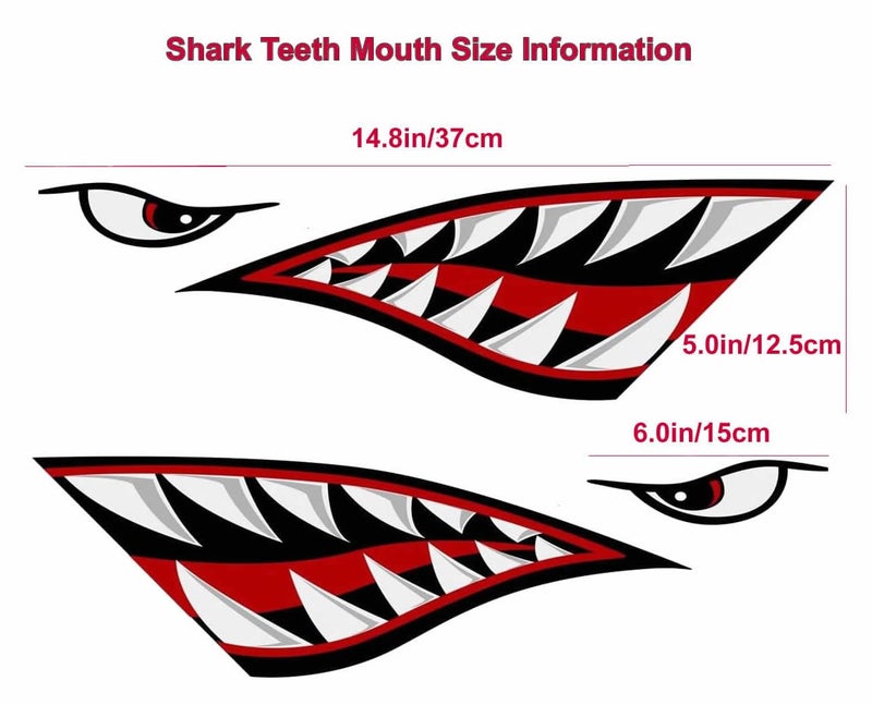 Alemon Shark Teeth Mouth Reflective Decals Graphics Sticker Fishing Boat Canoe Car Truck Kayak Decals Accessories 14.8 x 5.0 inches - Image 5